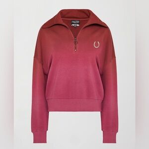 Carbon38 Sweatshirt Ombre French Terry Half Zip Horseshoe Red Size Medium Horse